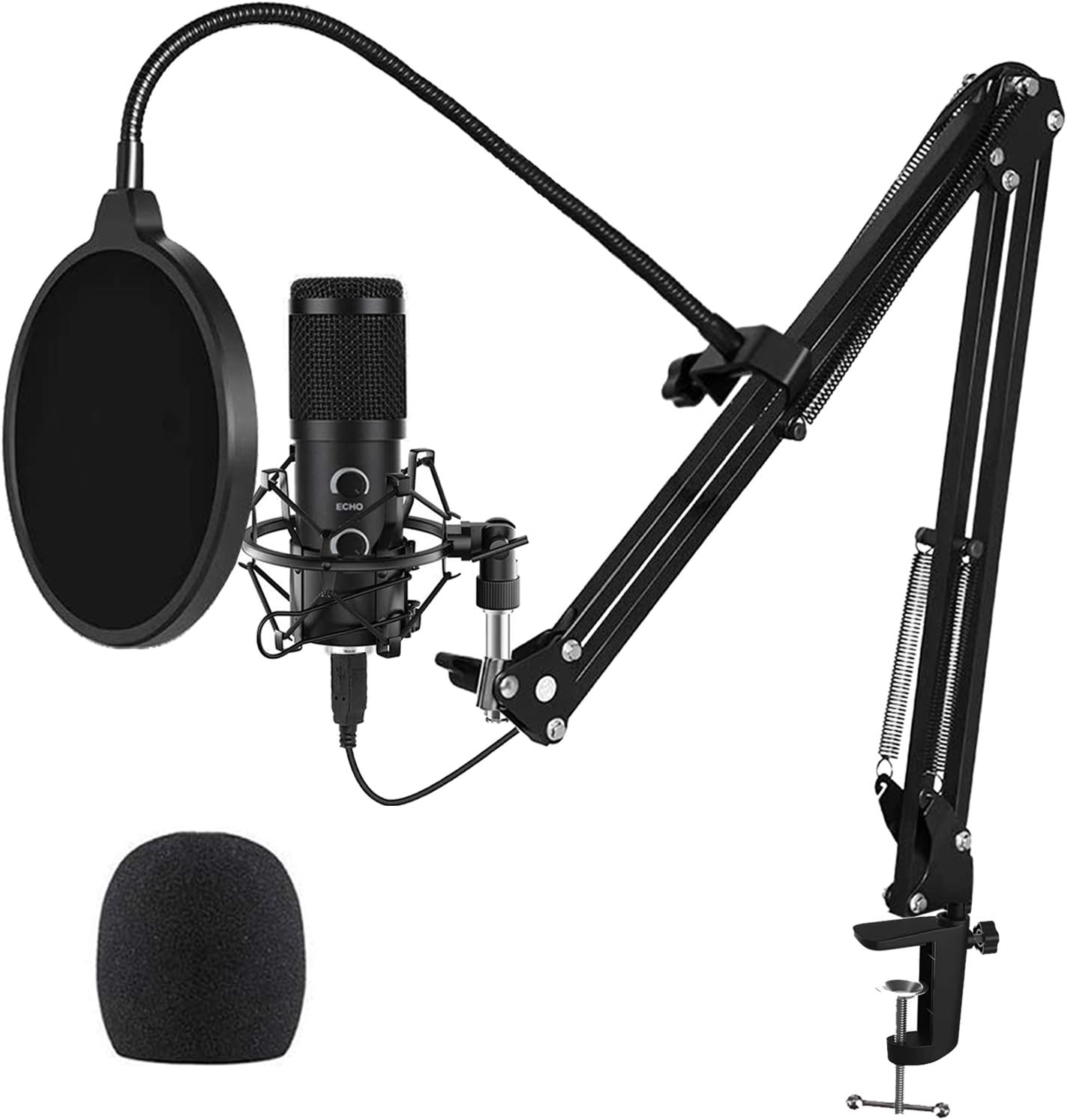 Upgraded USB Microphone for Computer, Mic for Gaming, Podcast, Live Streaming, YouTube on PC, Mic Studio Bundle with Adjustment Arm Stand