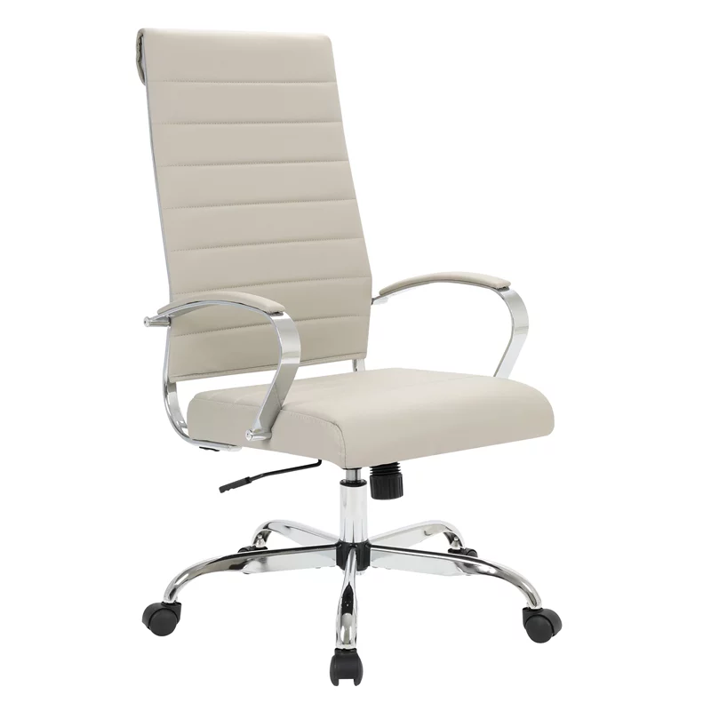 Scranton & Co High-Back Mid-Century Modern Leather Office Chair in Tan