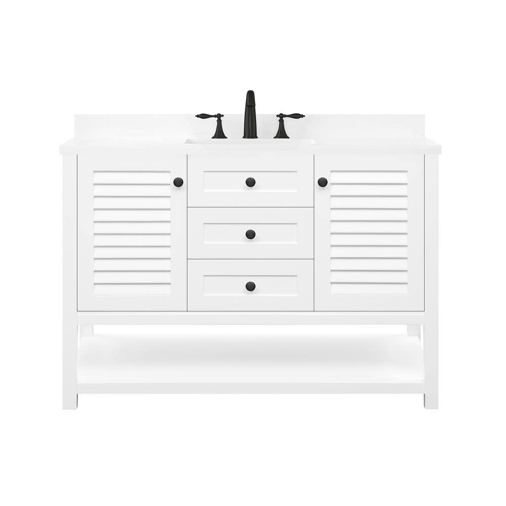 Home Decorators Collection Grace 48 in. W x 22 in. D Bath Vanity in White with Cultured Marble Vanity Top in White with White Ba