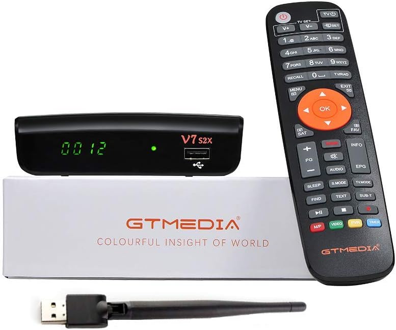 [2021 Newest] vlogdeals GTMEDIA V7S2X HD 1080P FTA DVB-S2X H.265 HEVC 8bit Free to air Digital Satellite TV Receiver with USB WiFi Antenna Support