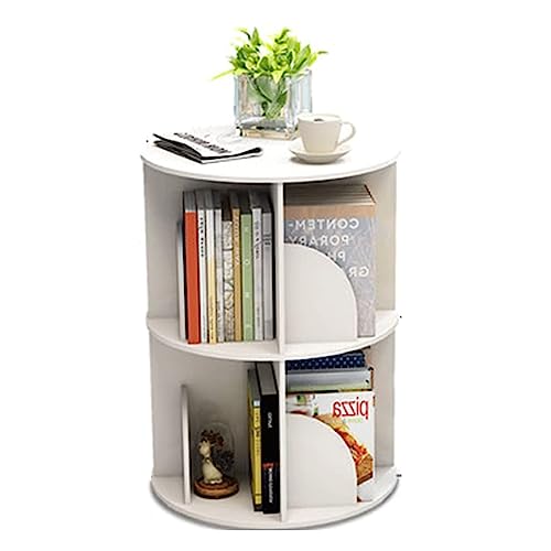 Bookshelf flexible Bookcases 360° Rotating Bookshelf 1-6 Tier Standing Bookcase Round White Book Rack Small Space Home Corner Bookshelf Organizer