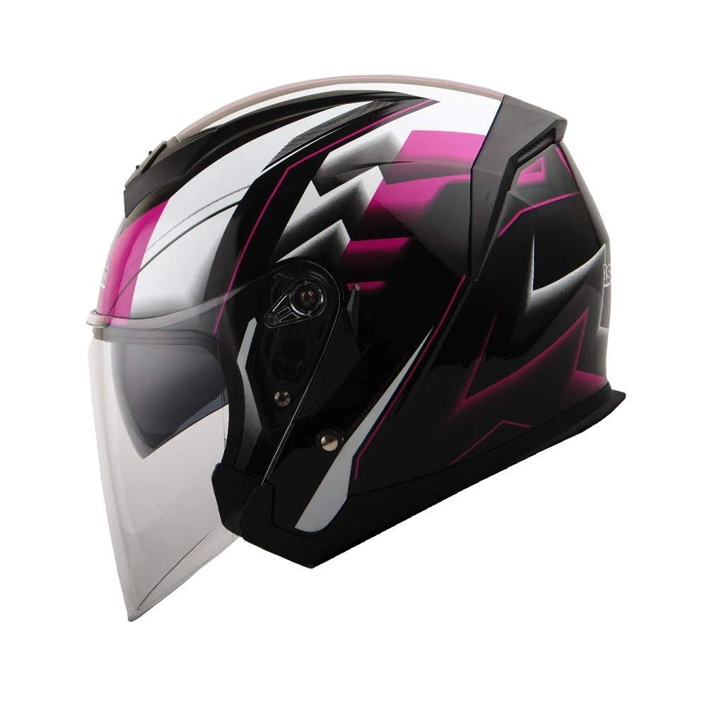 1storm Motorcycle Open Face Helmet Scooter Classical Knight Bike Dual Lens/sun Visor Hjk526 Racing Pink, Size: Small, Blue