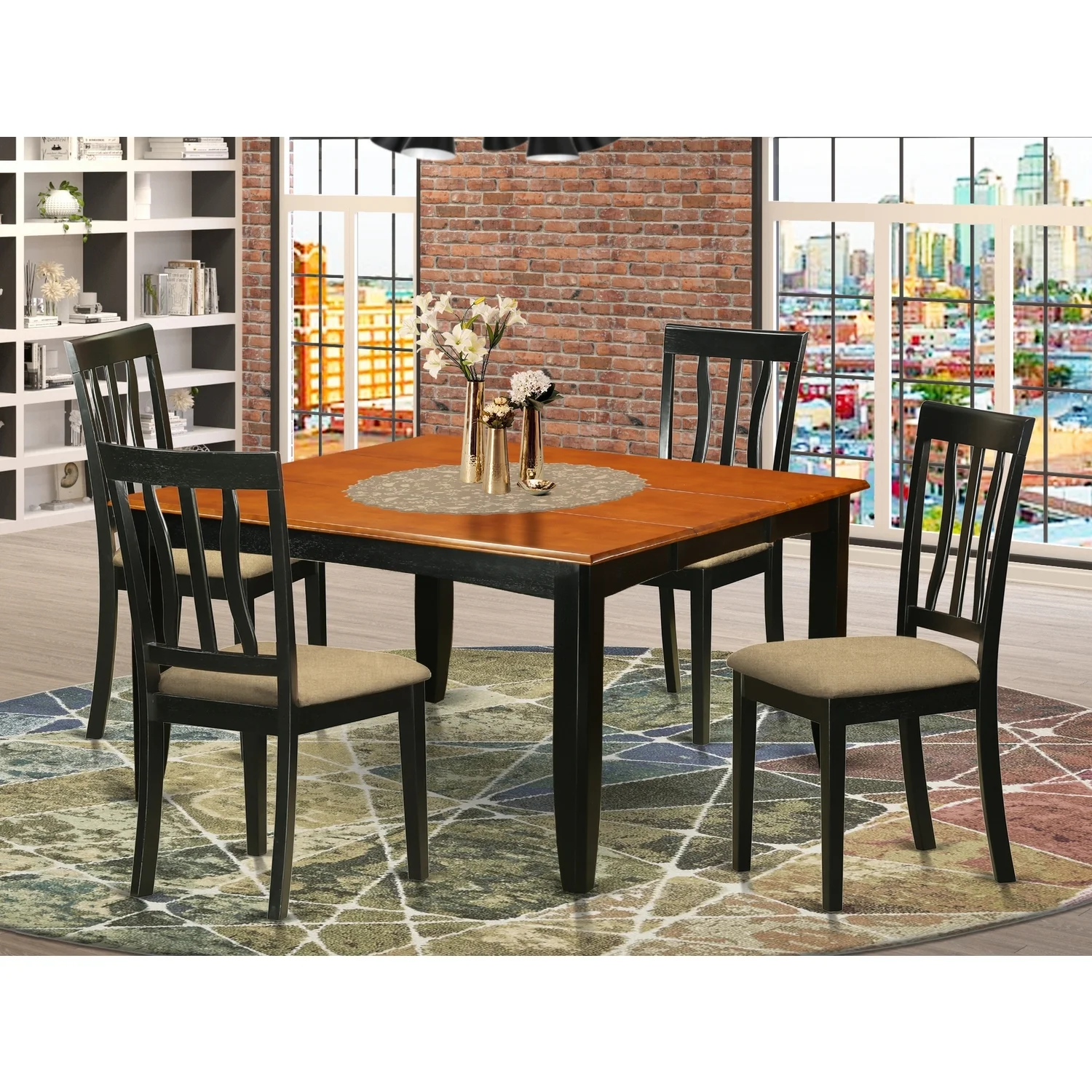 HomeStock Coastal Charm Table Set-Dining Table And Dining Chairs