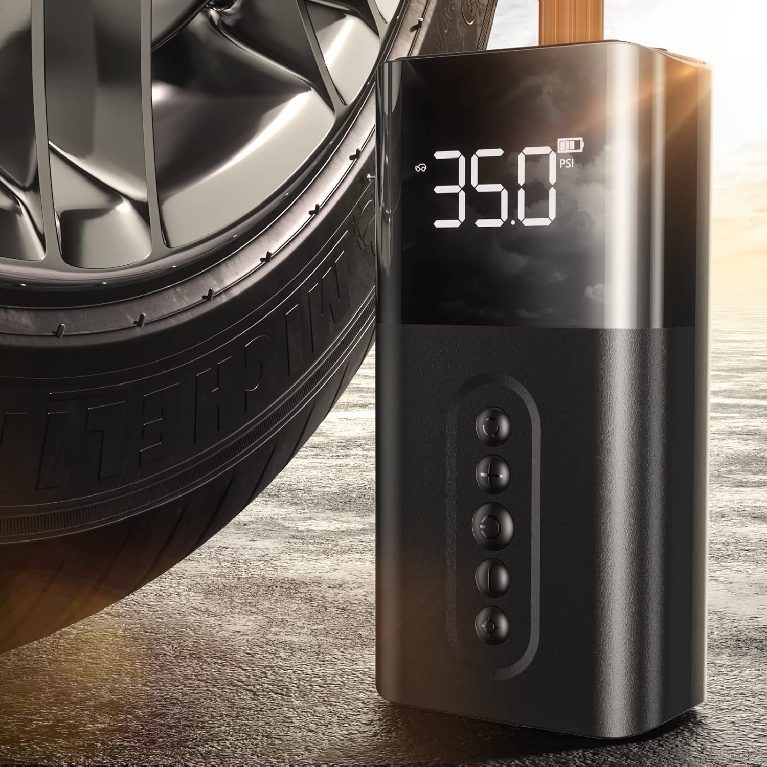 Trudin Tire Inflator Portable Air Compressor [2022 Upgrade], [150PSI Fast Inflate] Cordless Air Pump for Car Tires with 6000mAh Battery LED Light