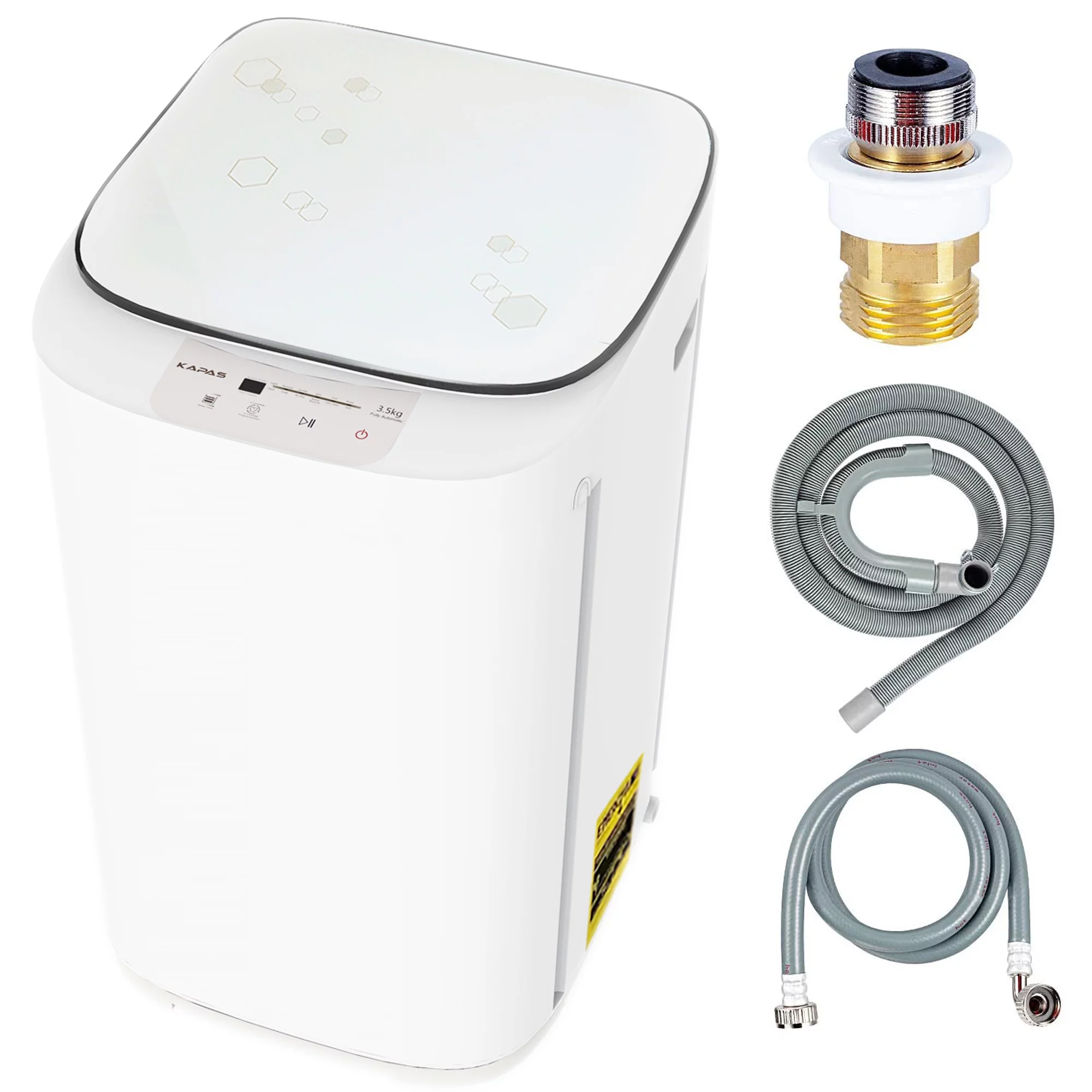 kapas kps35-735h2 upgraded compact washing machine, fully automatic 2-in-1 washer and spin dryer machine build-in pump and long hose