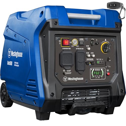 Westinghouse 5000 Peak Watt Super Quiet Dual Fuel Portable Inverter Generator, Remote Electric Start, Gas & Propane Powered, RV Ready 30A Outlet