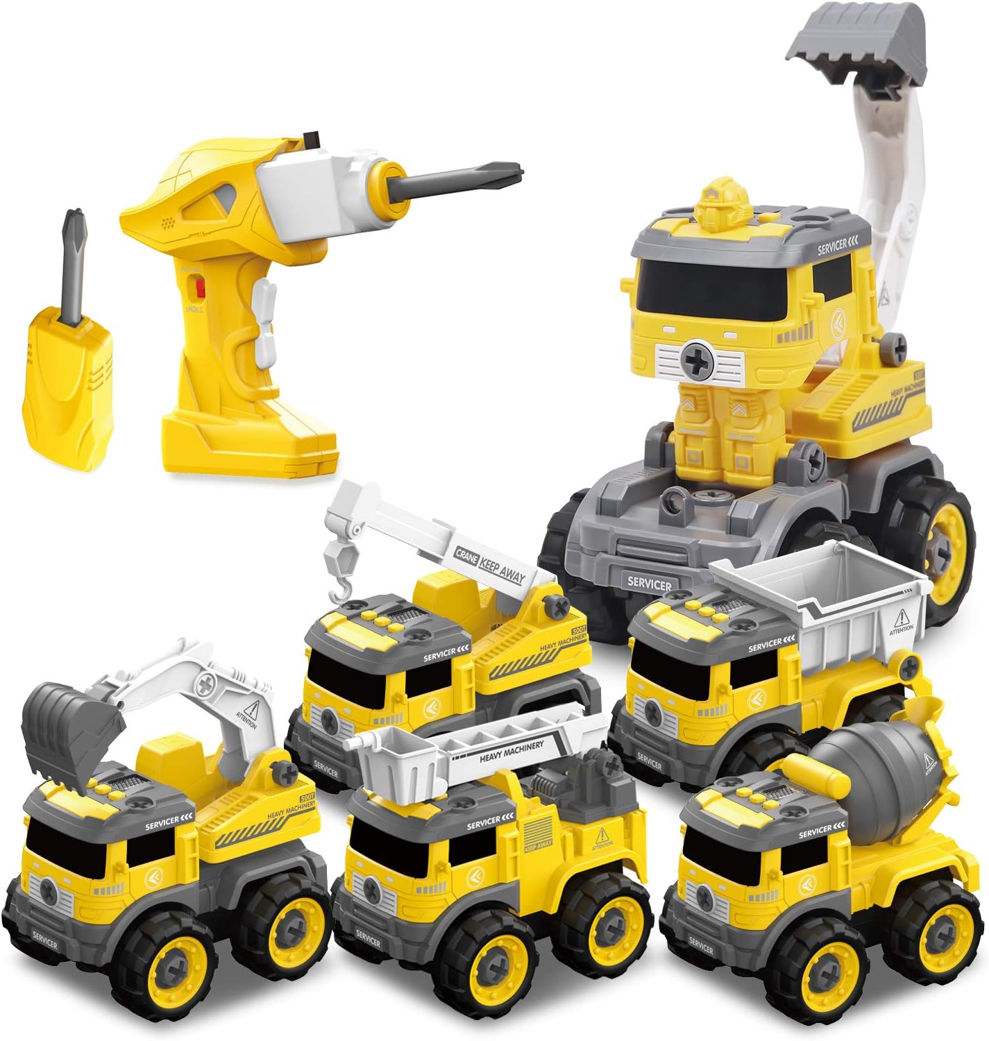 Take Apart Toys with Electric Drill | Converts to Remote Control Car | 5 in one Construction Truck Take Apart Toy for Boys | Gift Toys for Boys 3,4,5