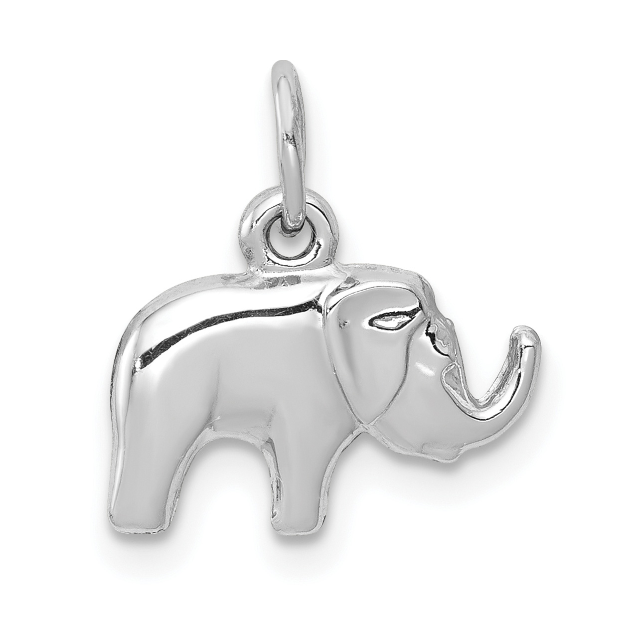 Carat in Karats 14K White Gold Rhodium Plated Elephant Pendant Charm (14mm x 13mm)