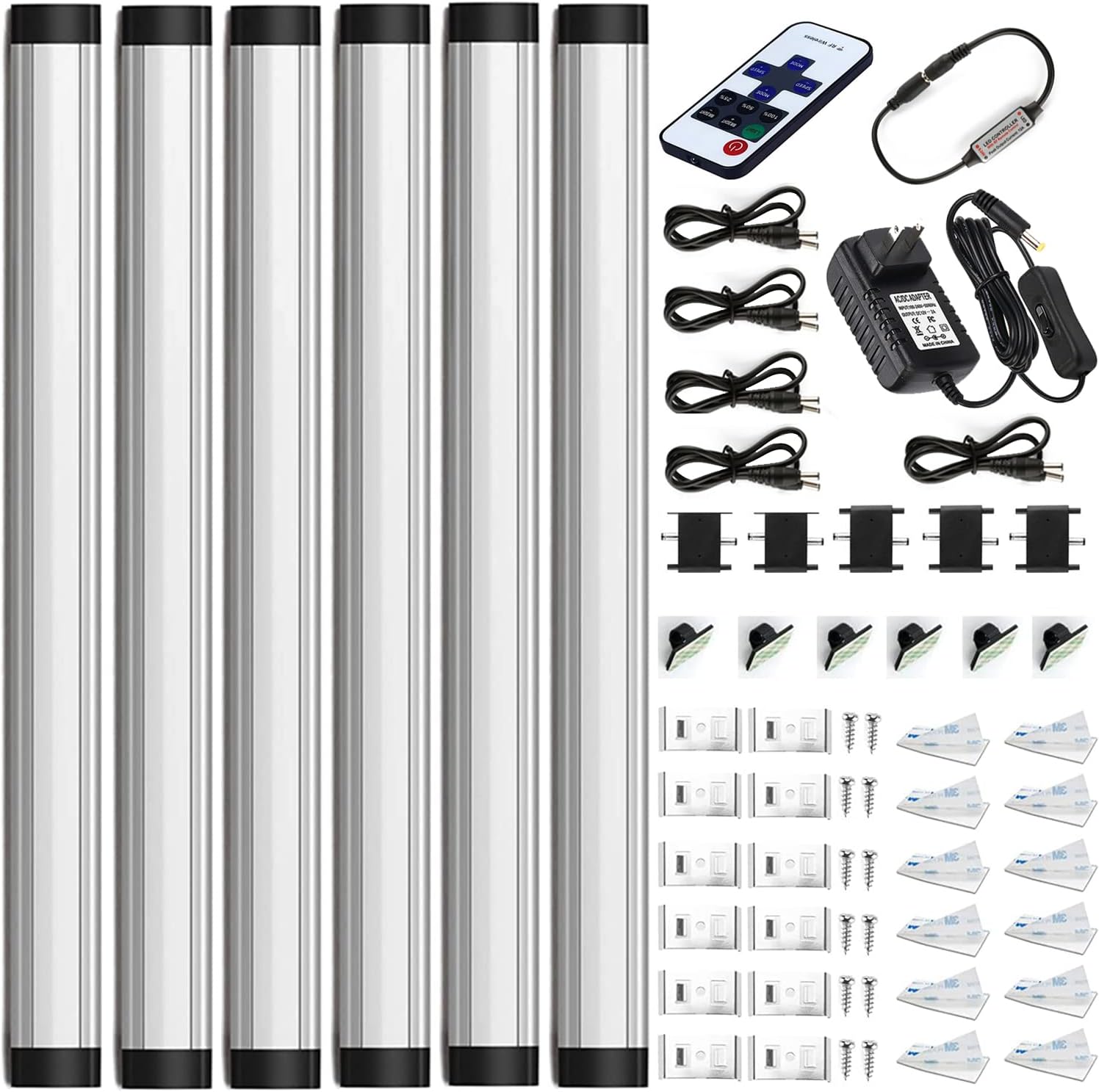 Led Under Cabinet Lighting Kit, Under Counter Light for Kitchen, 6PCS 12-inch Cabinet Light Strips, Dimming,Ultra Slim