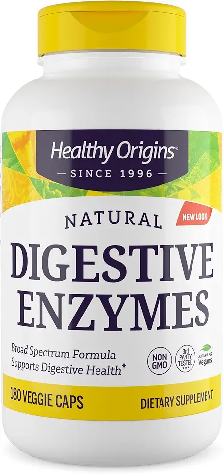 Healthy Origins Digestive Enzymes (Broad Spectrum, Non-GMO, Gluten Free, Digestive Support), 180 Veggie Caps - Kansas Nuitrition - HNZSDS