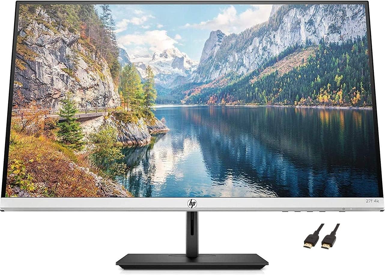 New HP Premium 27f 4K Monitor: 27" UHD 3840 x 2160 (4K) IPS Micro-Edge Display, AMD FreeSync Tech, Height/Tilt Adjustment, HDMI, DisplayPort