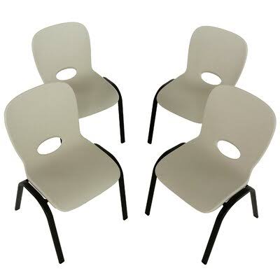 Lifetime Kids Stacking Chair, 4 Pack, Almond