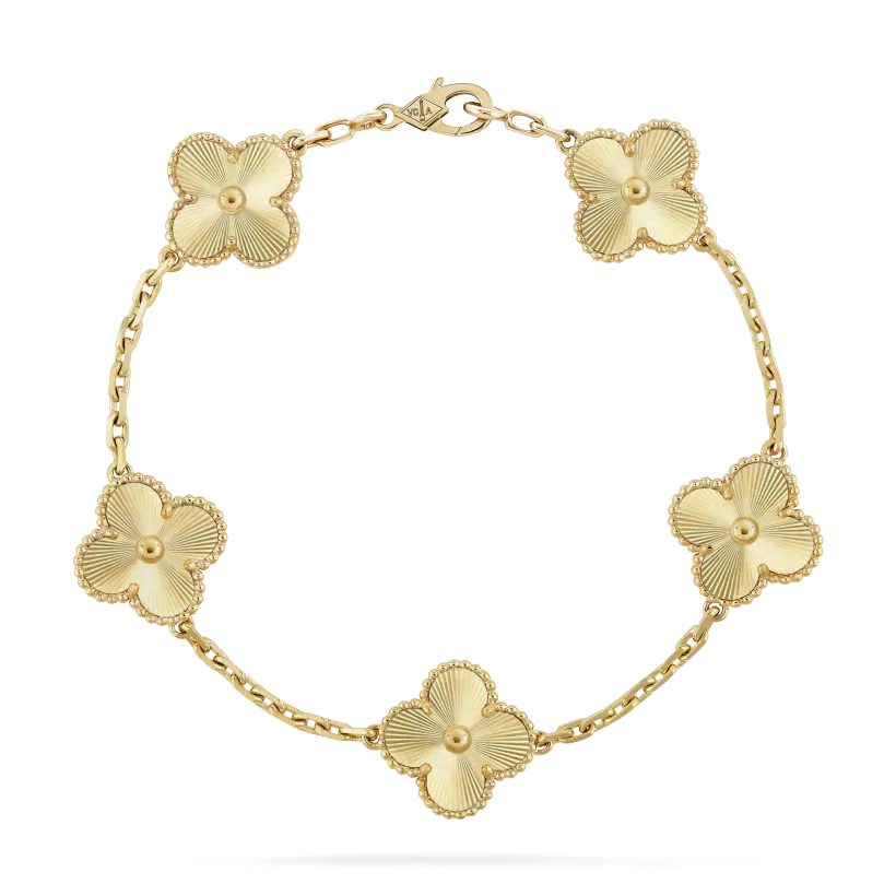Vintage Alhambra bracelet, 5 four-leaf lucky totems