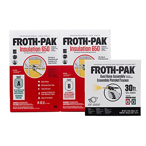 Froth-Pak 650 Spray Foam Insulation, 30 ft Hose. Low GWP Formula. Insulates Cavities