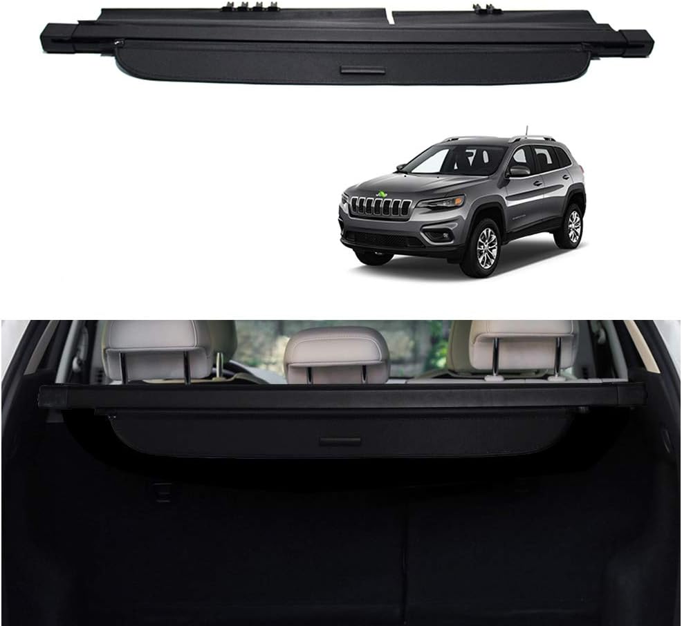 Powerty Only Fit for Cargo Cover Jeep Cherokee 2019 2020 2021 2022 Retractable Rear Trunk Security Cover Shielding Shade Black No Gap( (Not for Grand