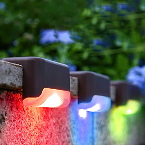 Solar Deck Lights Outdoor 8 Pack,Solar Lights Outdoor for Patio Brown Solar Step Lights LED Waterproof Lighting for Fence, Stair, Deck,Patio