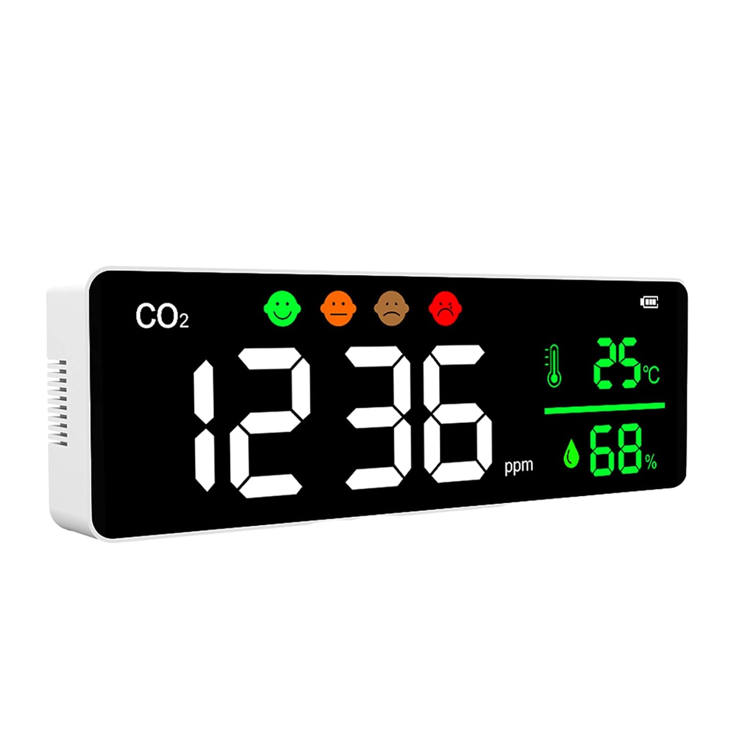 Air Quality Monitor, 3-in-1 Air Pollution Carbon Dioxide Detector, Temperature & Humidity Meter, CO2 exceeding Alarm