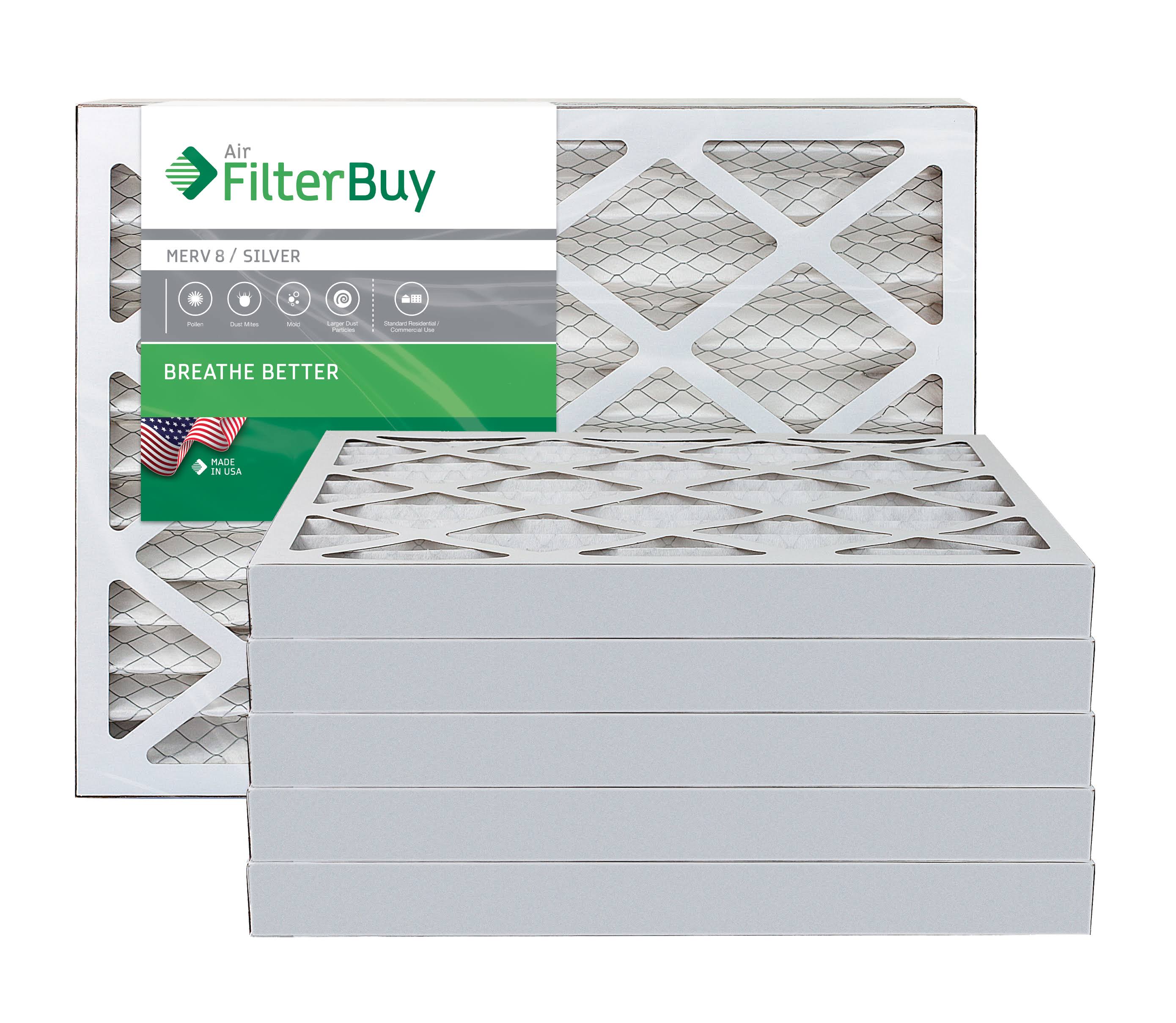 AFB Silver MERV 8 22x26x2 Pleated AC Furnace Air Filter. Pack of 6 Filters. 100% Produced in The USA.