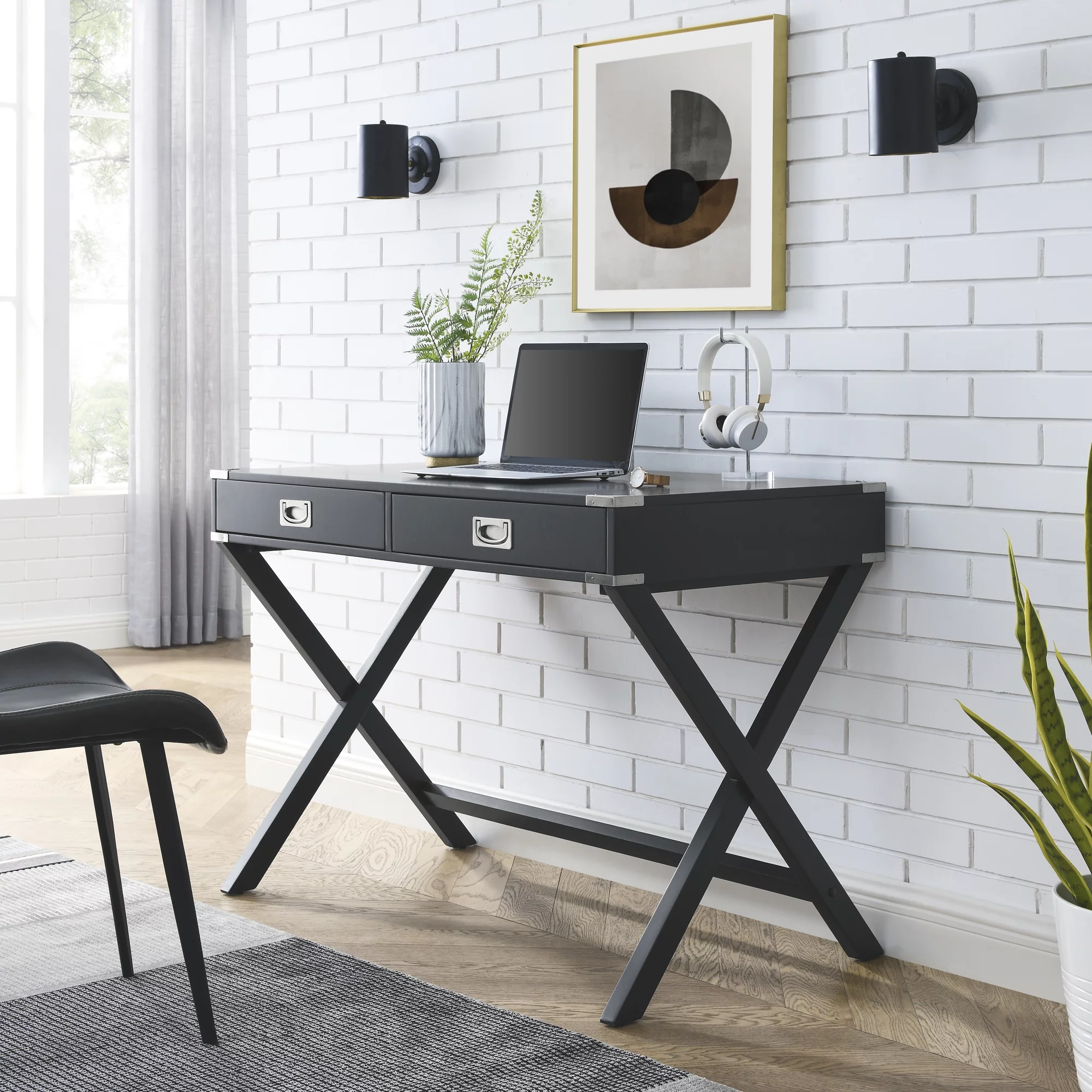 Docooler Solid Wood Computer Desk with Storage and Drawers, Modern Study Table for Home Office, Small Writing