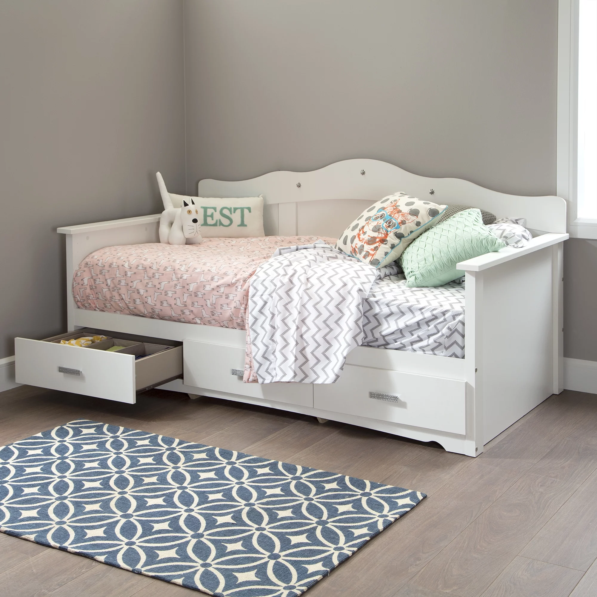 South Shore Tiara Twin Daybed with Storage (39"), White