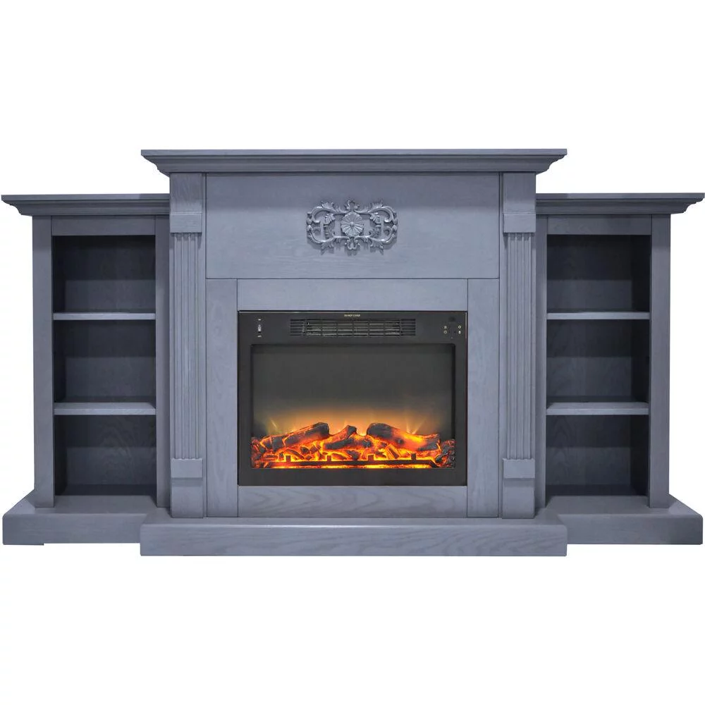Cambridge Sanoma 72'' Electric Multi-Color LED Fireplace with Charred Log Insert with Remote | For Rooms up to 210 Sq.Ft | Dual Heat Settings |
