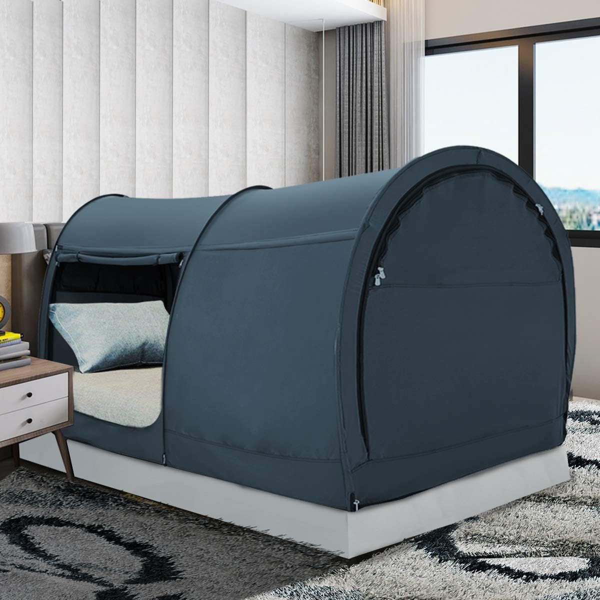 LEEDOR Bed Tent Dream Tents Bed Canopy Shelter Cabin Indoor Privacy Warm Breathable Pop Up Twin Size for Kids and Adult Patent Pending