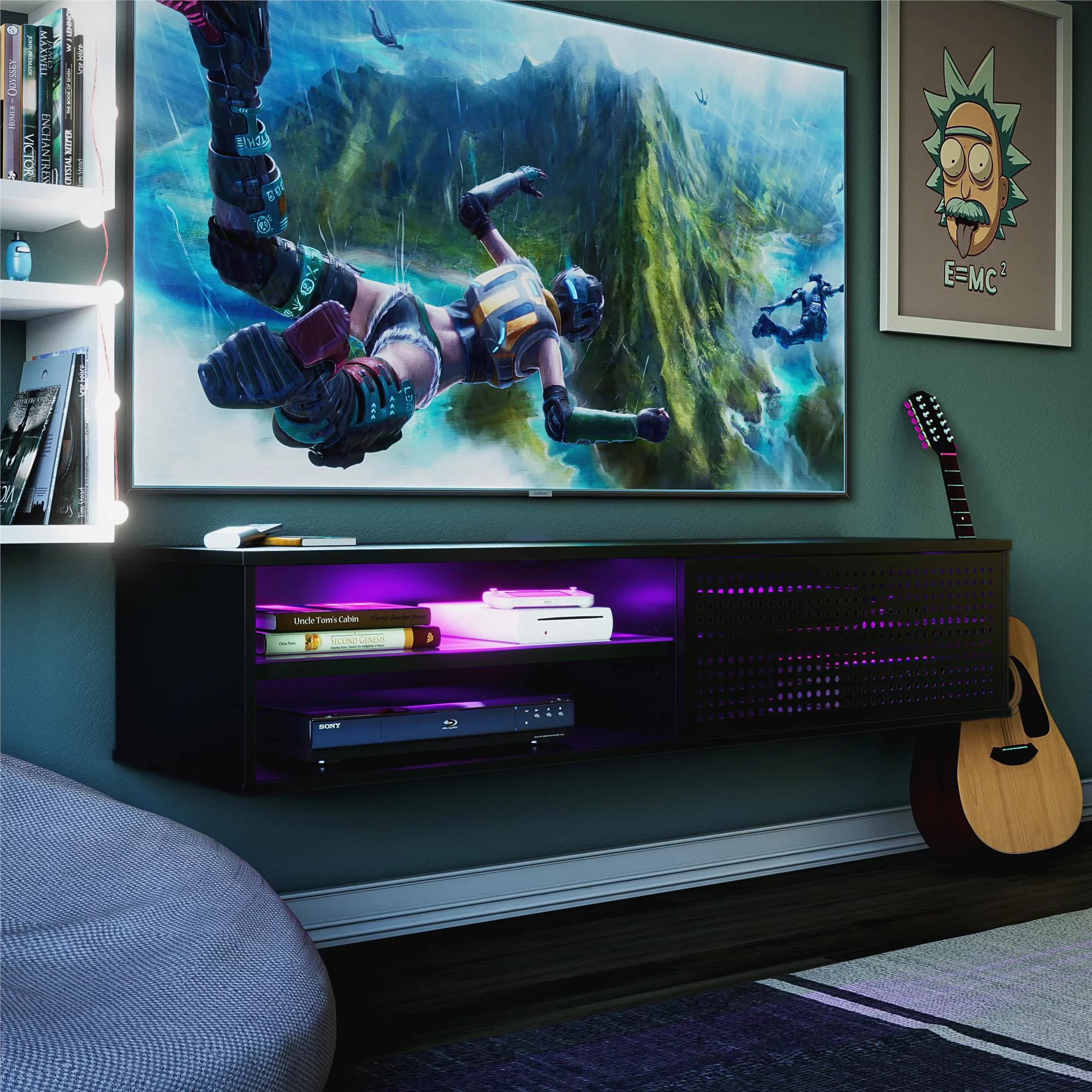 NTense Victory Floating TV Stand for TVs up to 60", Black