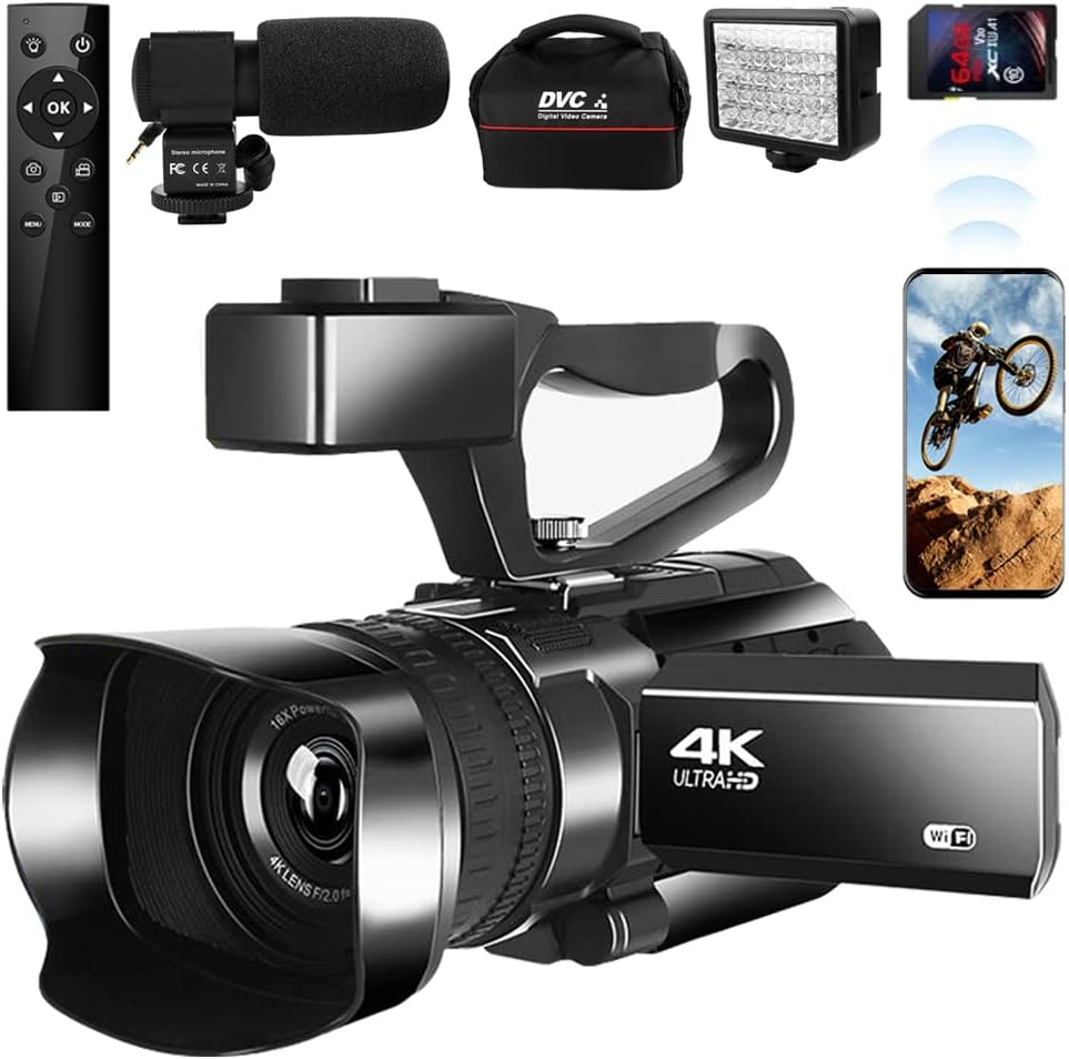 Video Camera 4K Camcorder Vlogging Camera for YouTube Auto Focus 48MP 60FPS 3.0 Touch Screen 30X Digital Zoom Camera Recorder with Microphone