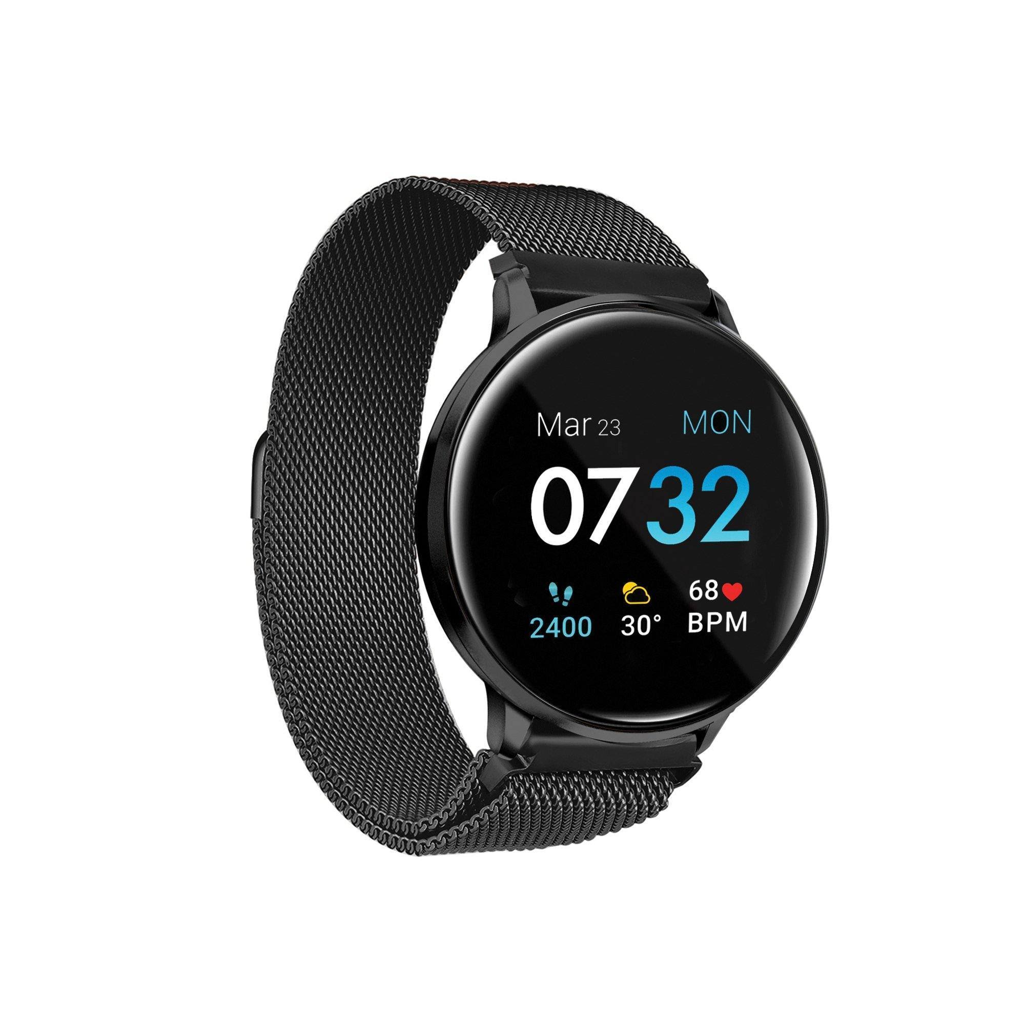 iTouch Sport 3 Smartwatch: Black Case with Black Mesh Strap