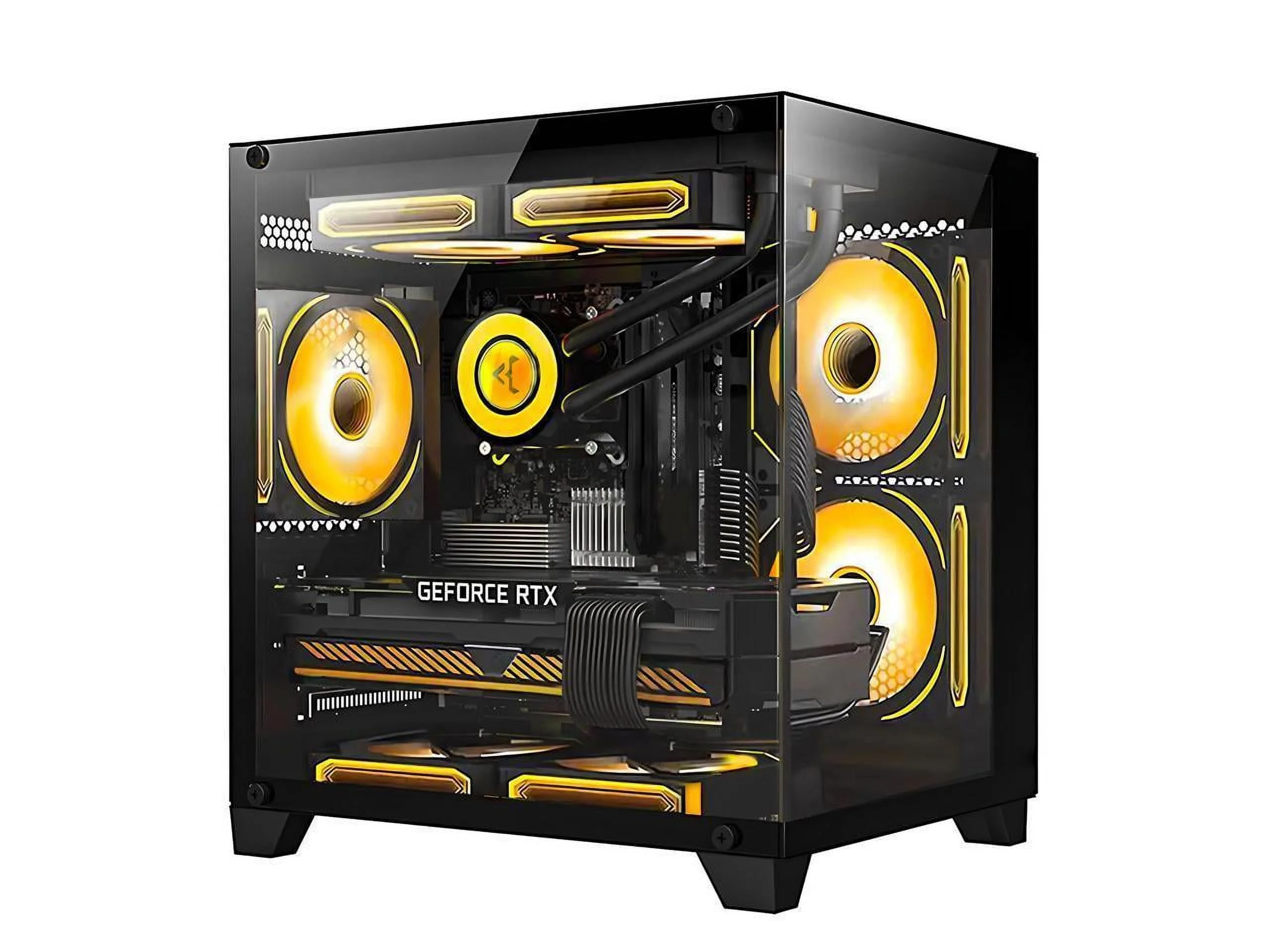 Orangexin Gaming PC -AMD Ryzen 5 5600X 3.7 GHz-RTX 4060TI 16GB-32GB DDR4 RAM-1TB M.2 +1TB SATA SSD-240 Liquid Cooler -WIFI &Bluetooth -RGB