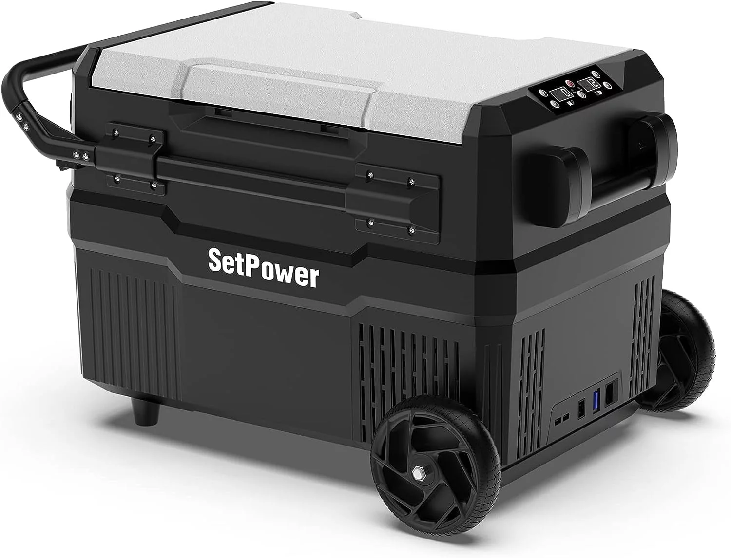 Setpower RV45D PRO Car Refrigerator with Freezer on Wheels, 45QT Flexiable Dual Zone Portable Refrigerator with 3 Year Warranty