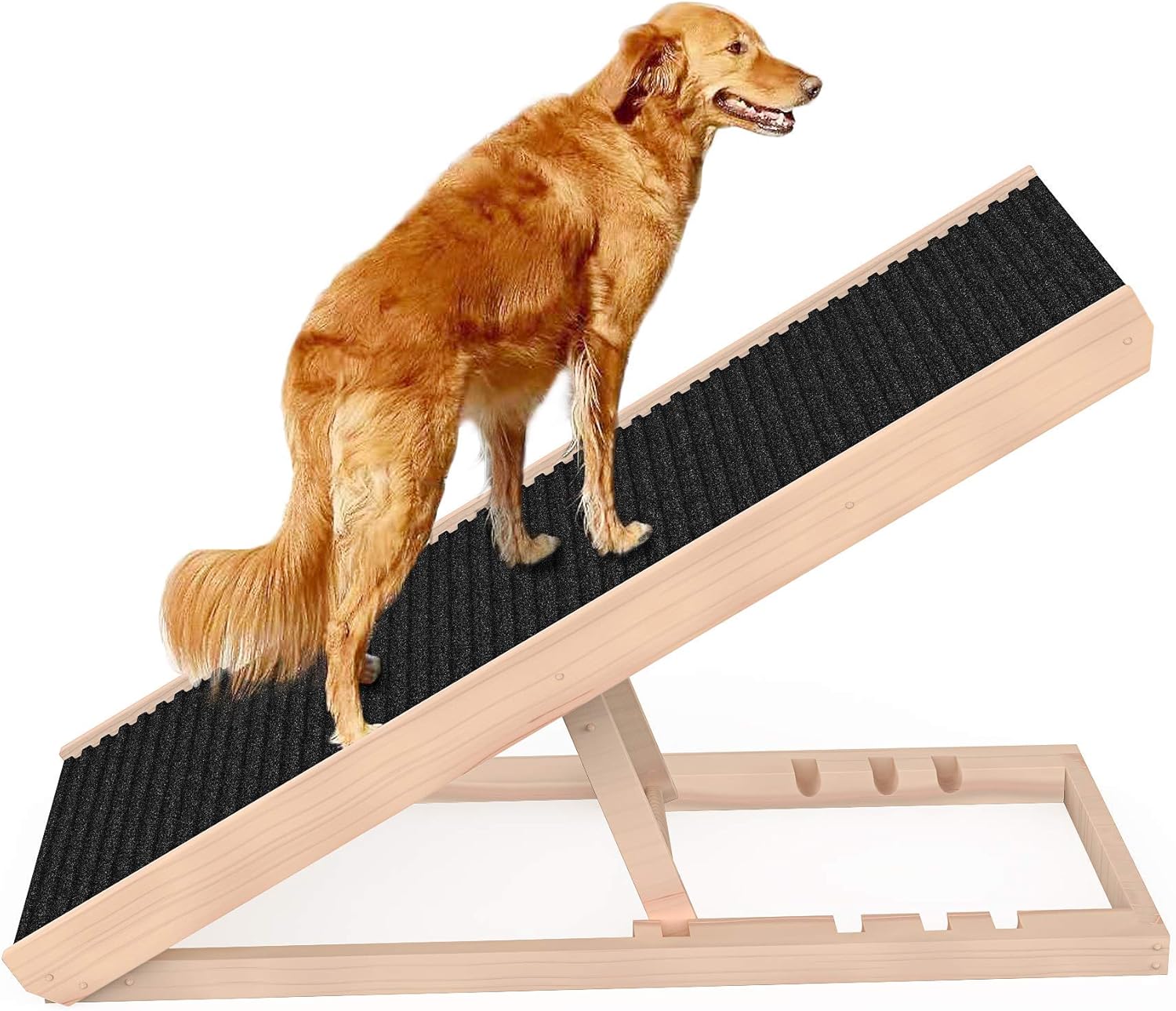 SASRL Adjustable Pet Ramp for All Dogs and Cats - Folding Portable Dog Ramp for Couch or Bed with Non Slip Carpet Surface