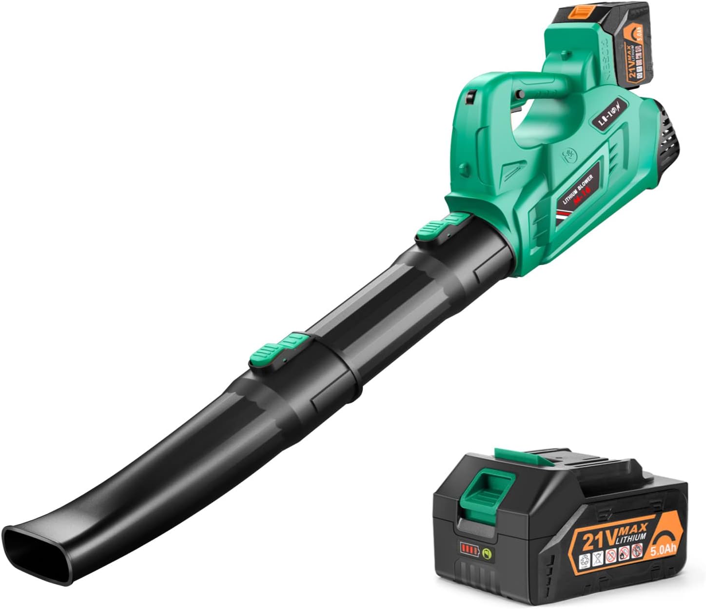 EKACO Cordless Leaf Blower, 320 CFM 180 MPH 5.0Ah Battery Operated Leaf Blower with Battery and Charger