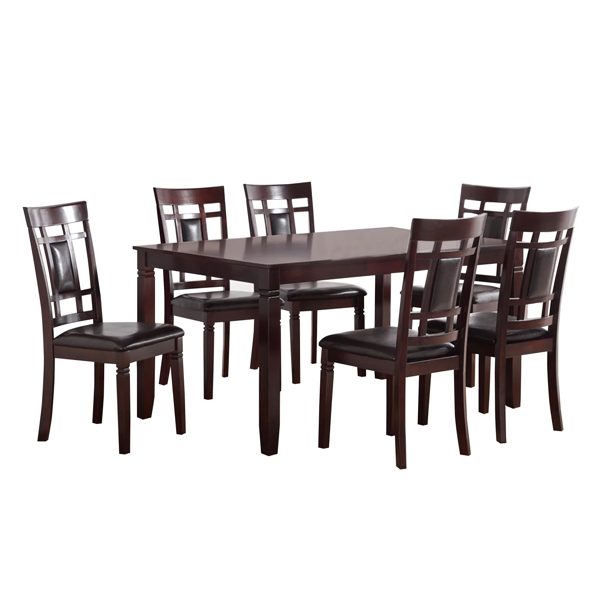 Modish 7 Pieces Dining Set of Rubber Wood In Espresso Brown
