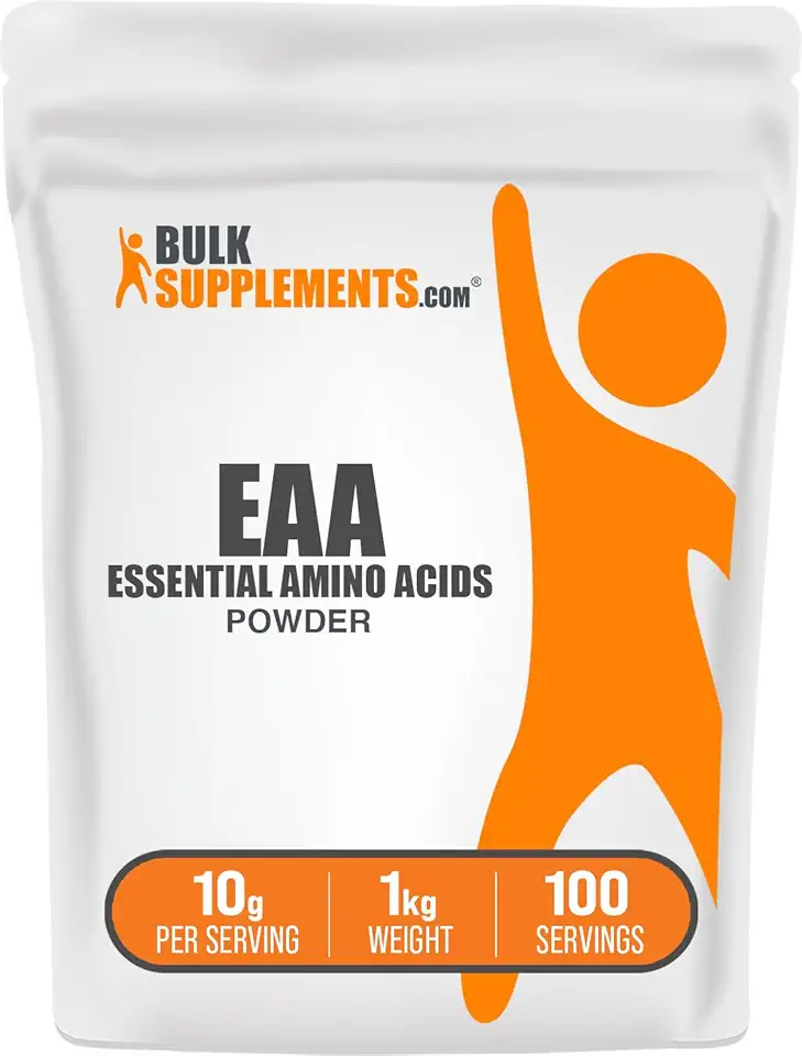 BulkSupplements.com Essential Amino Acids Powder - Essential Amino Acids Supplement, EAA Powder - Unflavored & Gluten Free, 10g per Serving