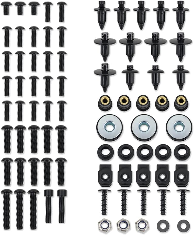 Stainless Steel (Black) Mounting Kits, Fit for YZF R6 2008 2009 2010 2011 2012 2013 2014 2015 2016, Full Sets Fairing Bolts Kits Bodywork Screws