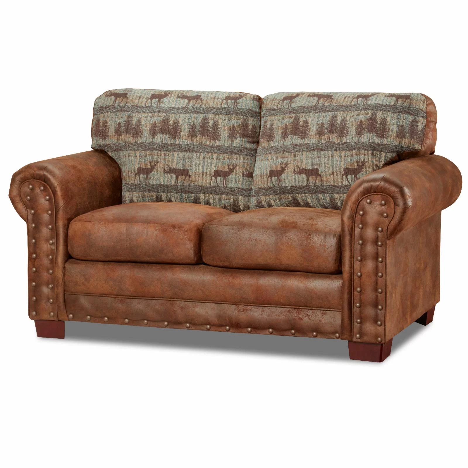 American Furniture Classics Model 8502-90 Deer Teal Lodge Tapestry Loveseat
