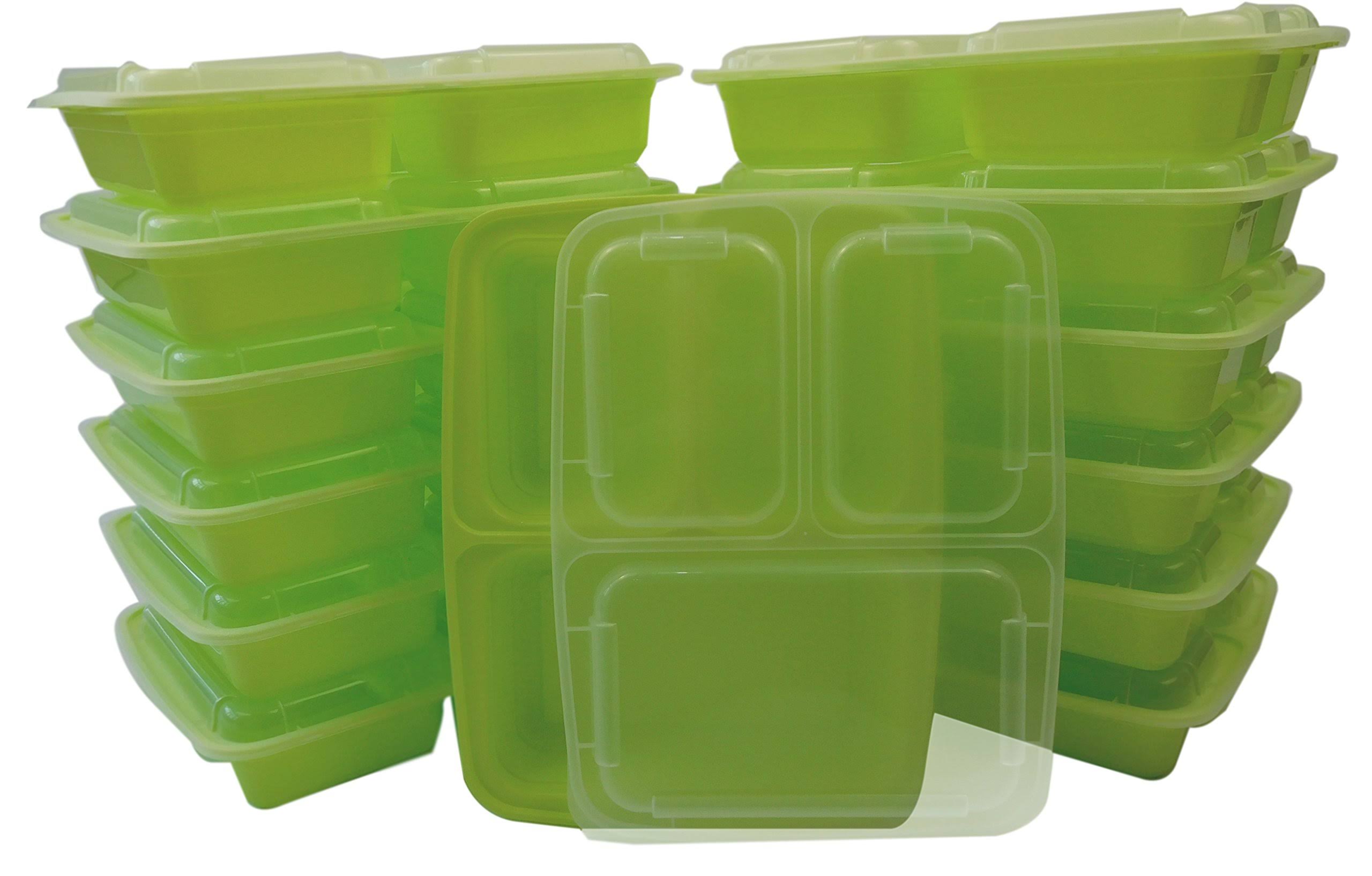 Table to Go 150-Pack Bento Lunch Boxes with Lids (3 Compartment/ 36 oz) - Reusable Dish Set(Green)