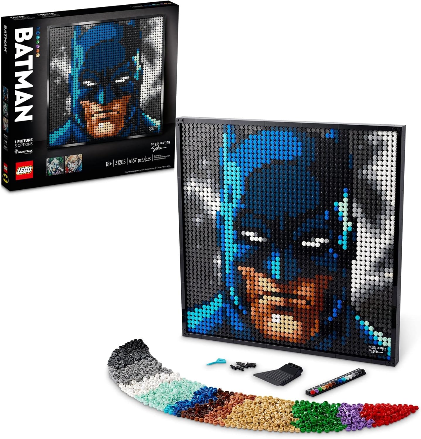 LEGO Art Jim Lee Batman Collection 31205 Building Blocks - Superhero Canvas Wall Decor with Joker, Harley Quinn, or Batman Portraits