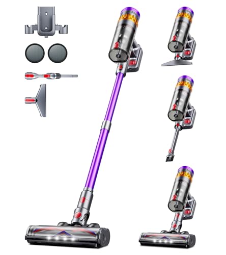 Cordless Vacuum Cleaner, 550W 48Kpa 70 Mins Vacuum Cleaners for Home, Self-Standing Stick Vacuum with Touch Screen, Wall Dock