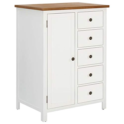 [Fast delivery] Wooden Wardrobe, with 1 Door, 1 Built-in Wooden Hanging Rod and 5 Drawers, for Garage, Office, Classroom