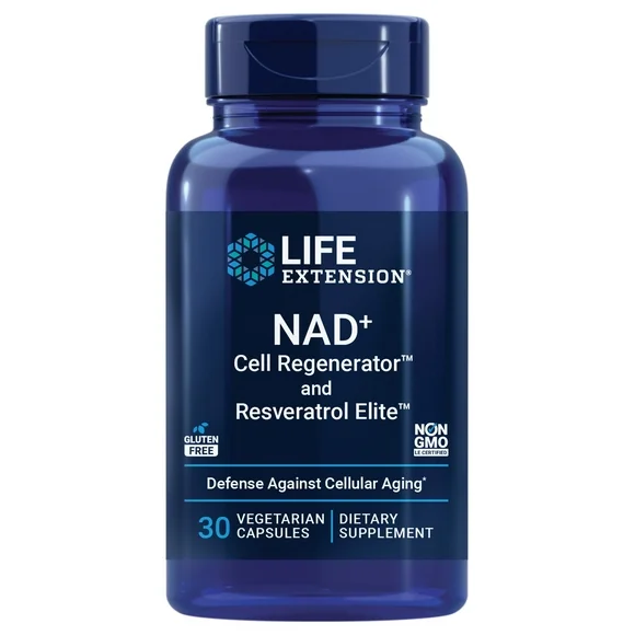 Life Extension NAD+ Cell Regenerator and Resveratrol Elite, nicotinamide riboside, NR, trans-resveratrol, quercetin, fisetin, heart health
