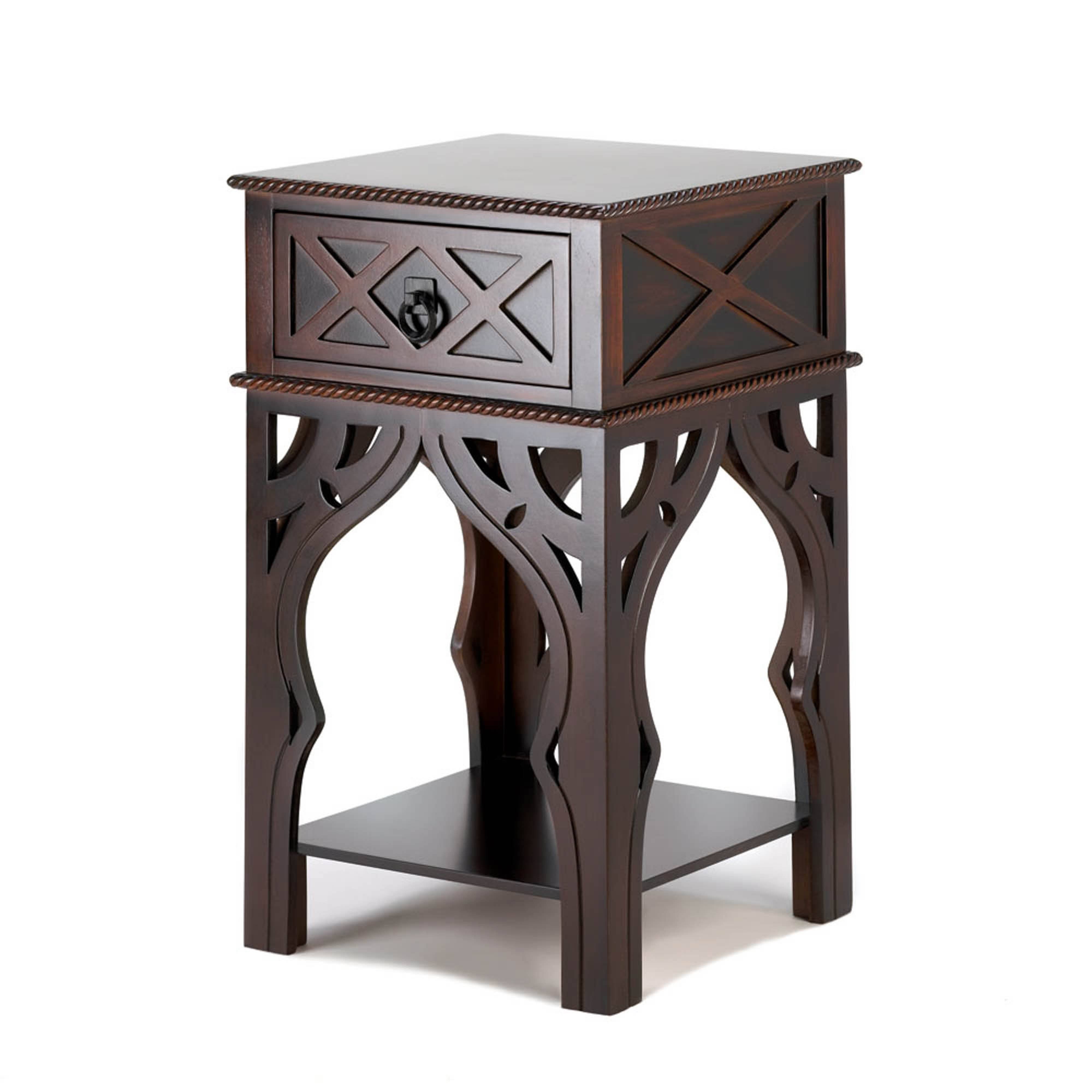Home Locomotion Ornate Moroccan Style Table, Brown