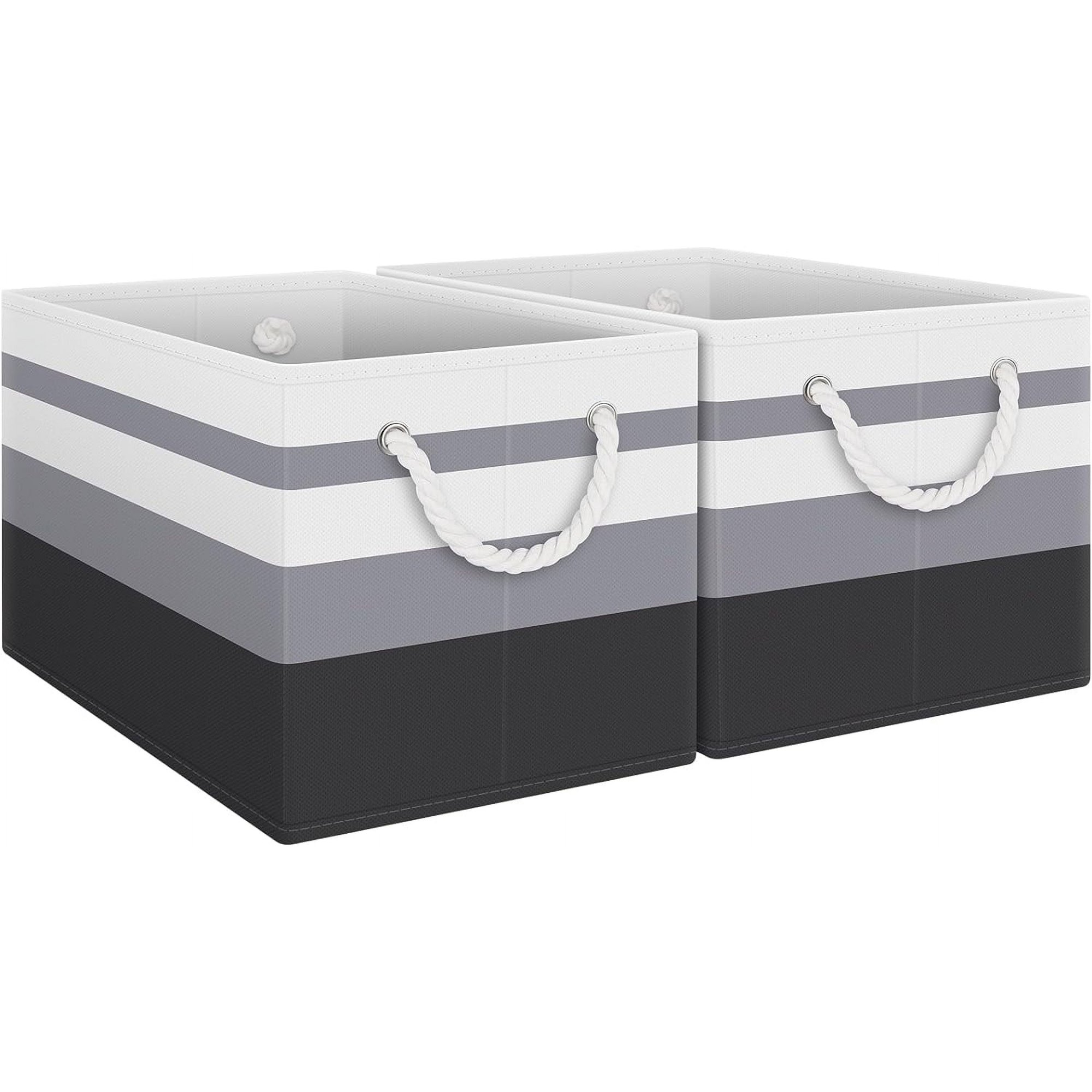 Storage Bins , Foldable Storage Baskets for Organizing Toys, Books, Shelves, Closet, Large Storage Box with Rope Handles, Sturdy Organizer Bins