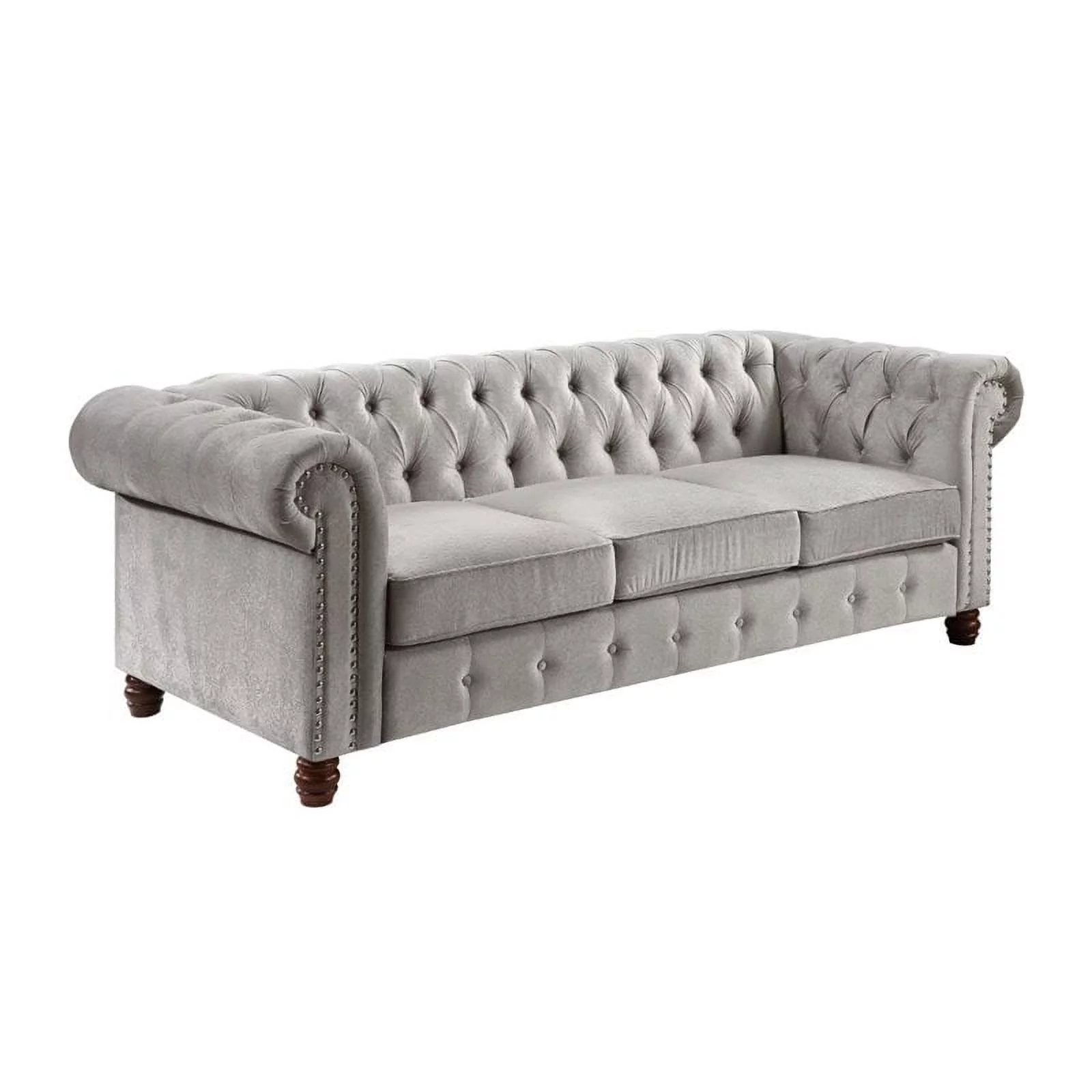 Lexicon Welwyn Velvet Chesterfield Sofa in Gray