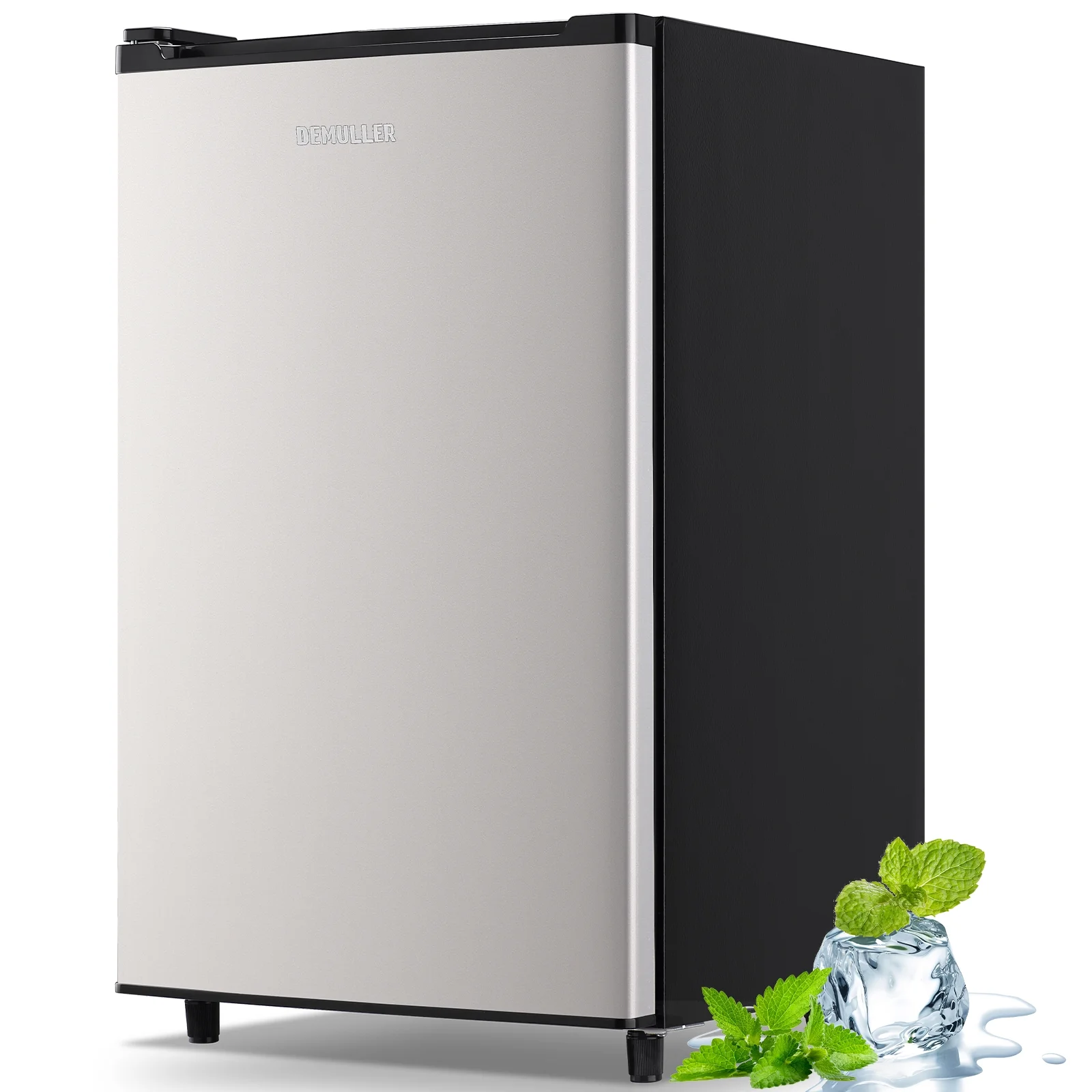 DEMULLER Single Door Compact Freezer with 7 Adjustable Temp Control, Silver 3.2 Cu.Ft Upright Freezer