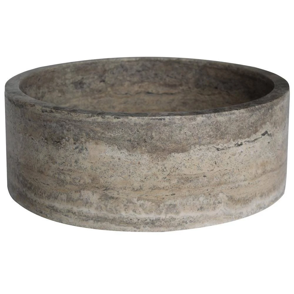 Cylindrical Natural Stone Vessel Sink in Grey TM007