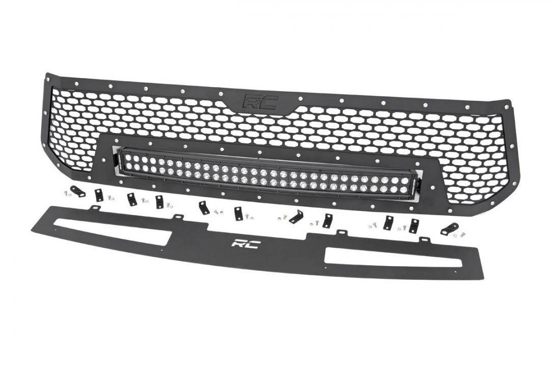 Rough Country 70224 Toyota Mesh Grille w/30in Dual Row Black Series LED w/ Amber DRL (14-17 Tundra)