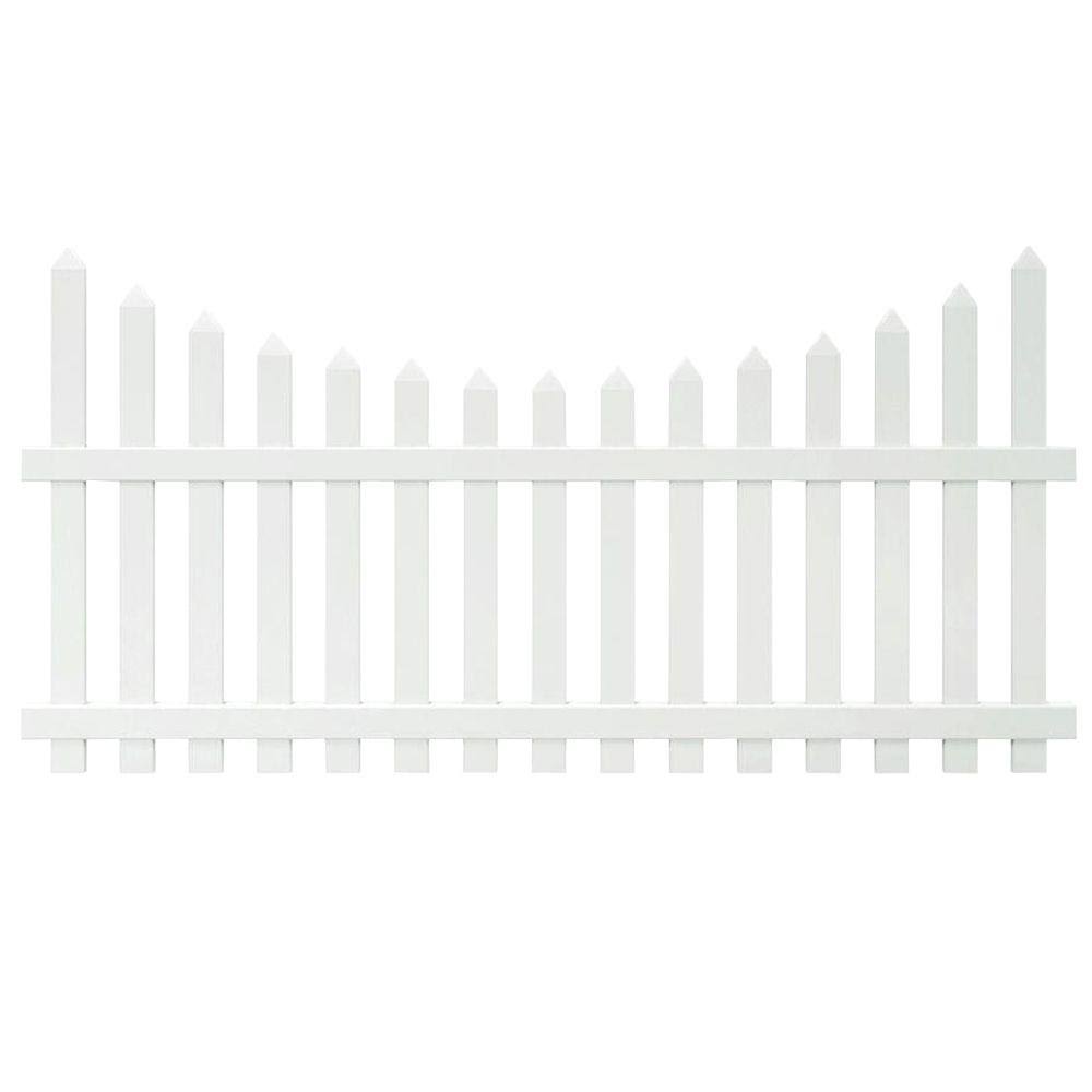 Veranda PicketLock Yorktown 4x8 White Scalloped Spade Picket Fence Panel