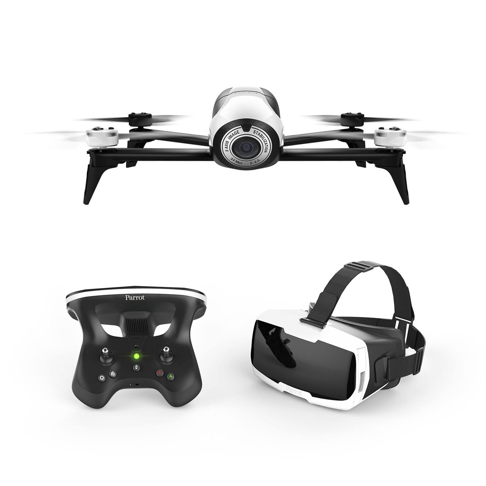 Parrot Bebop 2 FPV Drone Kit with Parrot CockpitGlasses and Parrot Skycontroller 2 - White (Certified Refurbished)